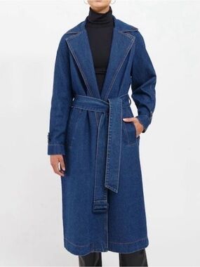 Brunette The Label Blue Denim Trench Coat 🧥